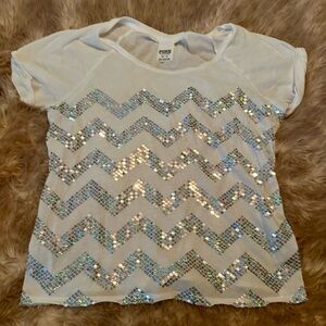 PINK Victoria's Secret White Sequin Tee